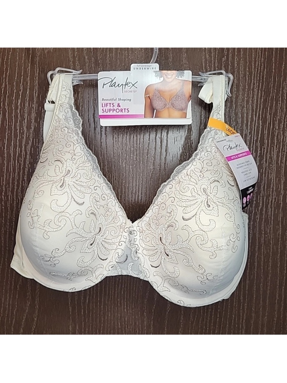 Playtex Cream Embroidered Underwire Bra